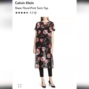 Calvin Klein Sheer Floral Maxi Tunic Size S